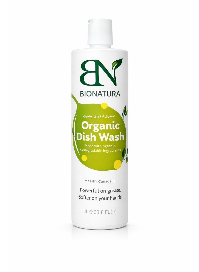 BioNatura Organic Dish Soap 1 Liter – Lemon Scent | Made from Olive & Coconut Oils | Natural, Plant-Based Dishwashing Liquid for Everyday Cleaning - Image 1